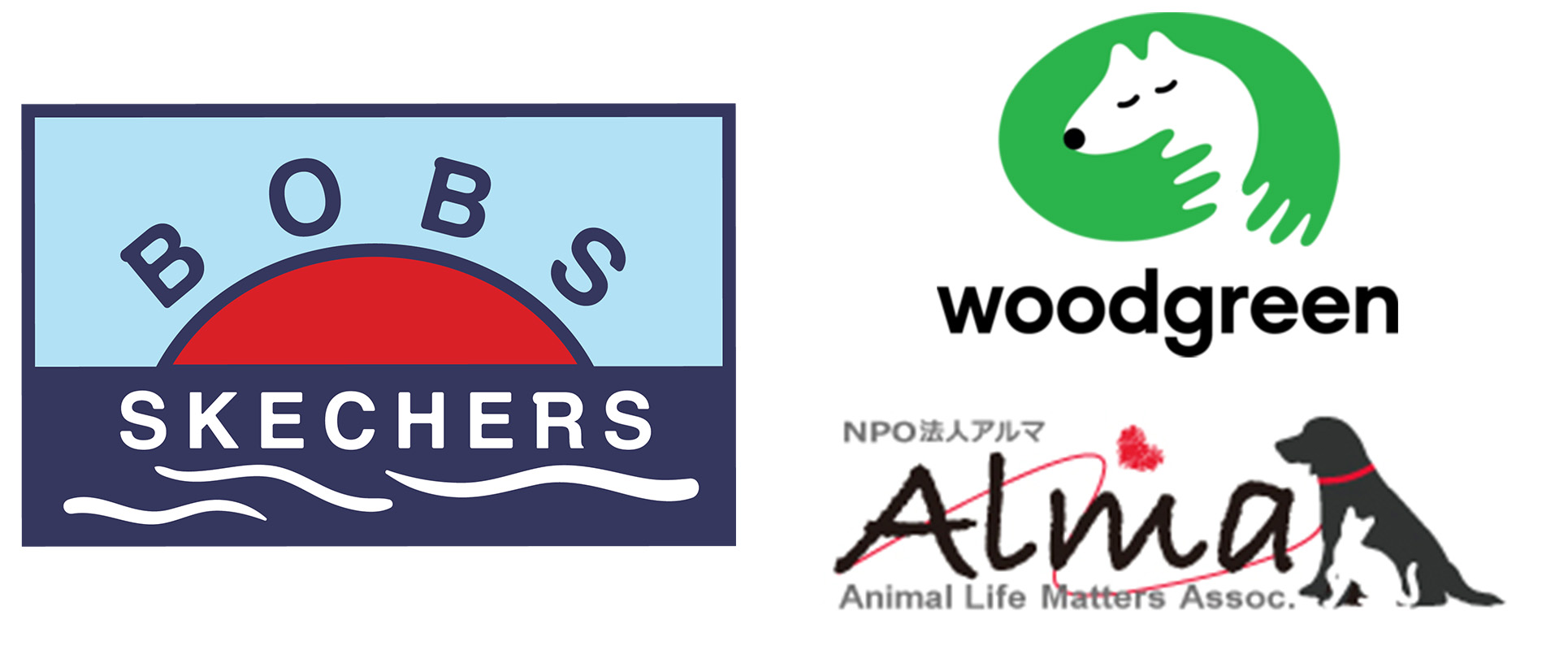 Bobs Skechers, Woodgreen and Alma Logos